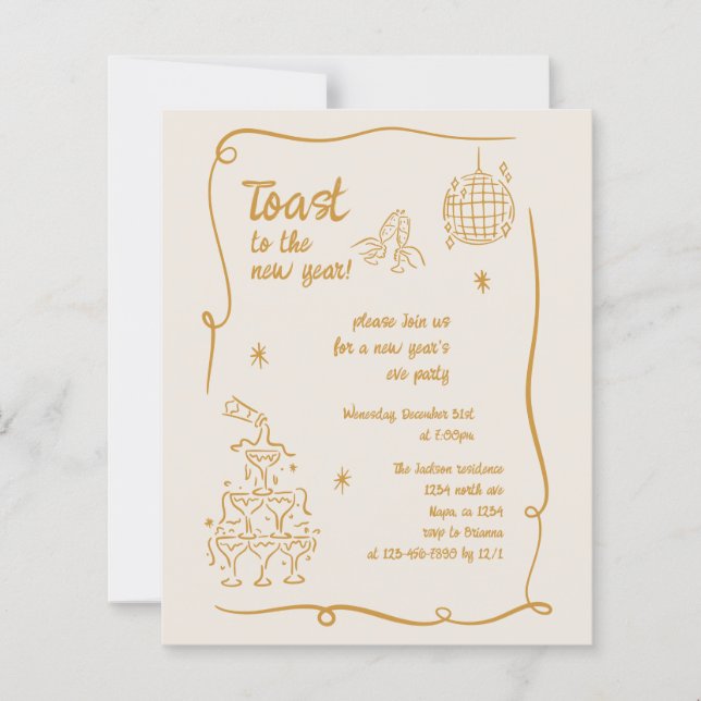 Lámina BUDGET Hand Drawn Illustrated New Years Eve Party (Anverso)