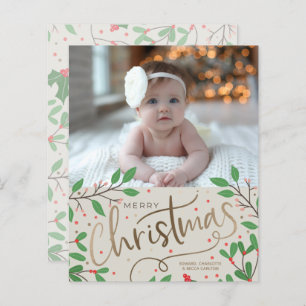 Lámina Budget Holly Berries Merry Christmas Photo Card