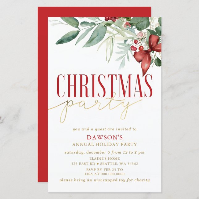 Lámina Budget Holly Botanical Corporate Christmas Party  (Anverso / Reverso)