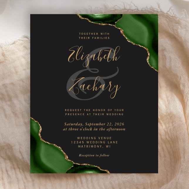 Lámina Budget Hunter Green Agate Corners Dark Wedding (Subido por el creador)