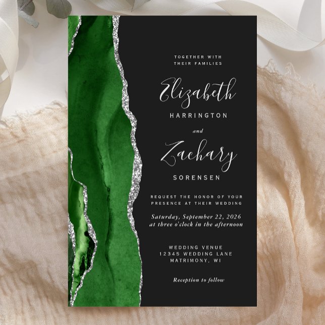 Lámina Budget Hunter Green Silver Agate Dark Wedding (Subido por el creador)