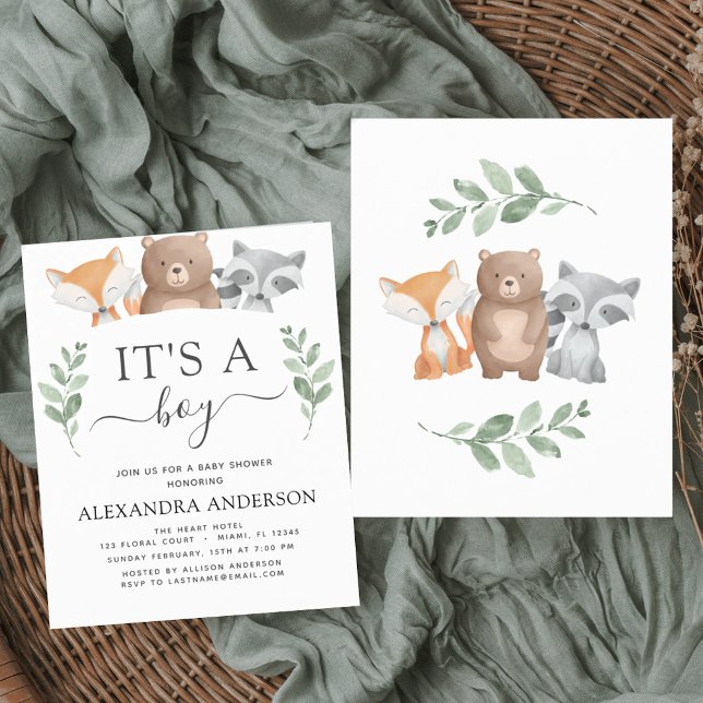 Lámina Budget it a Boy Baby Shower Woodland Invitation (Subido por el creador)