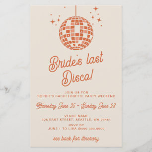 Lámina Budget Last Disco Itinerary Bachelorette Party