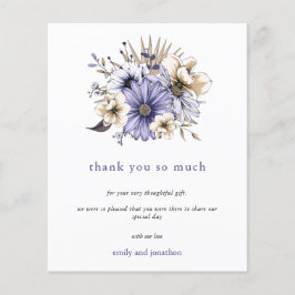 Lámina Budget Lilac Watercolor Florals Boda Gracias