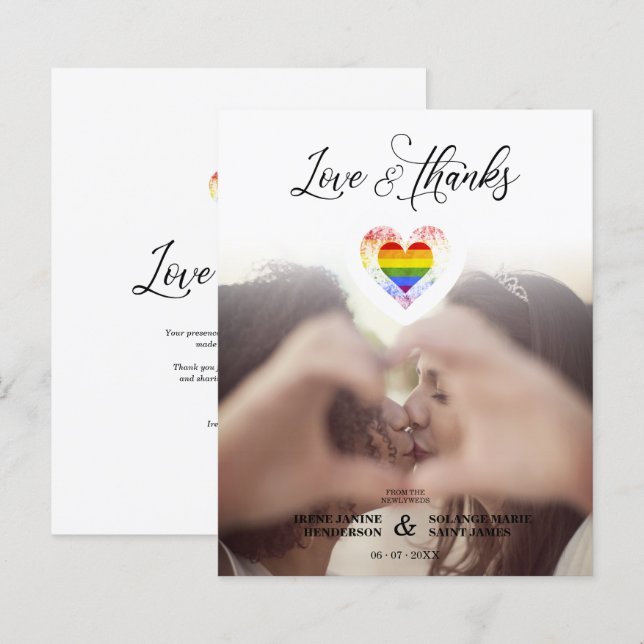 Lámina Budget Love & Thanks LGBT Rainbow Pride Heart LGBT (Anverso / Reverso)
