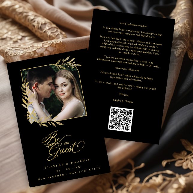 Lámina Budget Luxury Golden Branches Frame Chic Photo (Inexpensive Cheap Luxury Golden Branches Frame Chic Photo Wedding Save the Date Card with Envelope.)