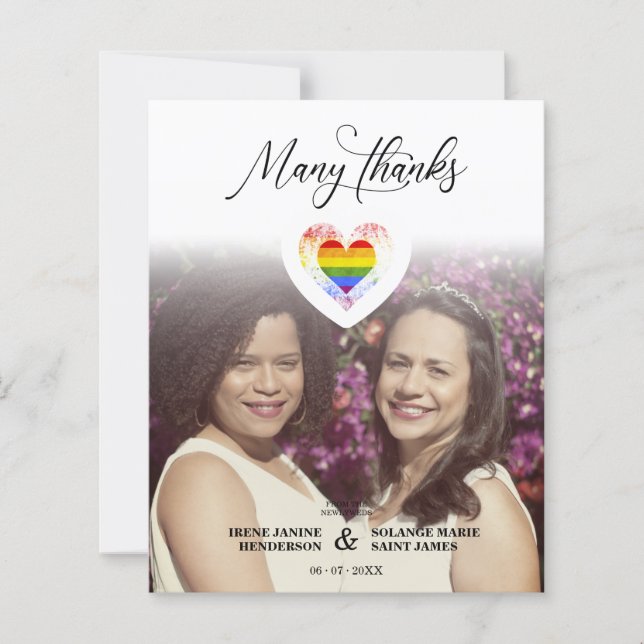 Lámina Budget Many Thanks LGBT Rainbow Pride Heart Photo (Anverso)