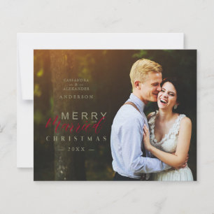 Lámina Budget Married & Merry Newlywed Photo Christmas 