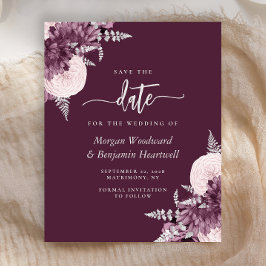 Lámina Budget Mauve Silver Floral Save the Date