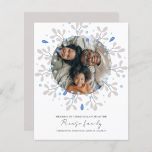 Lámina BUDGET Merry Christmas Blue Wreath Photo Card