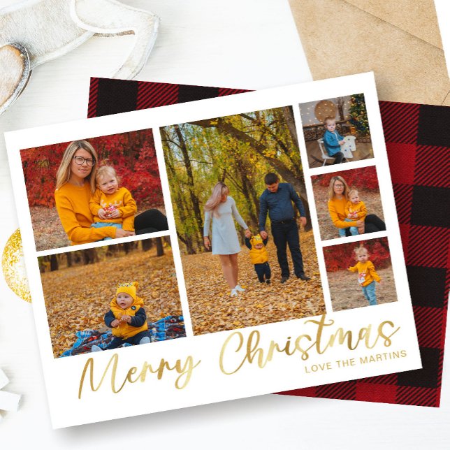 Lámina Budget Merry Christmas Gold 6 Photo Buffalo Check (Subido por el creador)