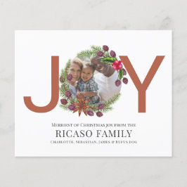 Lámina BUDGET Merry Christmas Joy Wreath Photo Card
