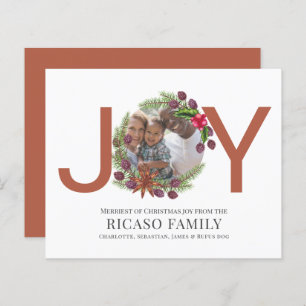Lámina BUDGET Merry Christmas Joy Wreath Photo Card