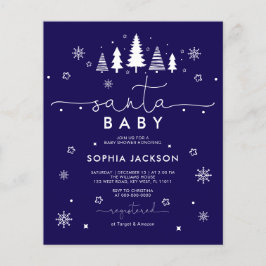 Lámina Budget Minimalist Blue Santa Baby invitation