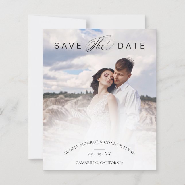 Lámina Budget Minimalist Modern Typography Wedding Photo (Anverso)