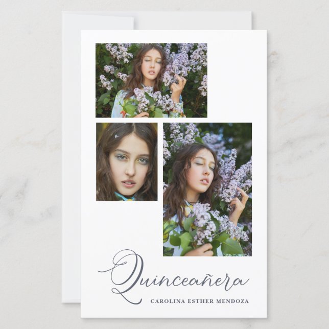 Lámina Budget Minimalist Quinceañera Spanish 3 Photos (Anverso)
