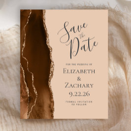 Lámina Budget Mocha Brown Gold Agate Tan Save the Date