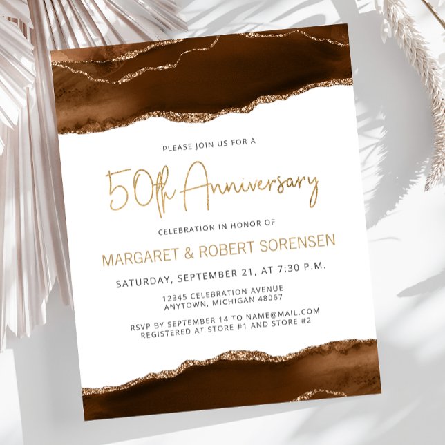 Lámina Budget Mocha Gold Agate 50th Anniversary Invite (Subido por el creador)