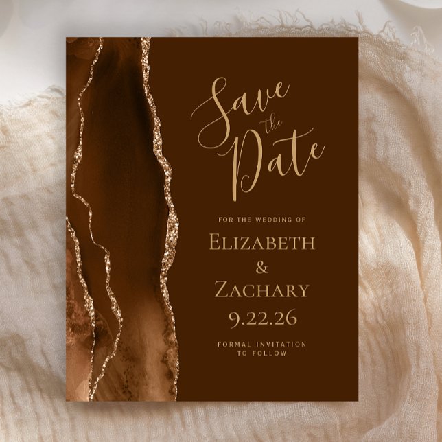 Lámina Budget Mocha Gold Agate Brown Save the Date (Subido por el creador)
