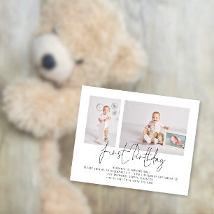 Lámina Budget Modern 2 Photo Script First Birthday Party