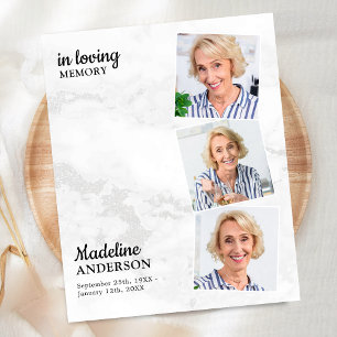 Lámina Budget Modern 3 Photo Memorial Celebration Of Life