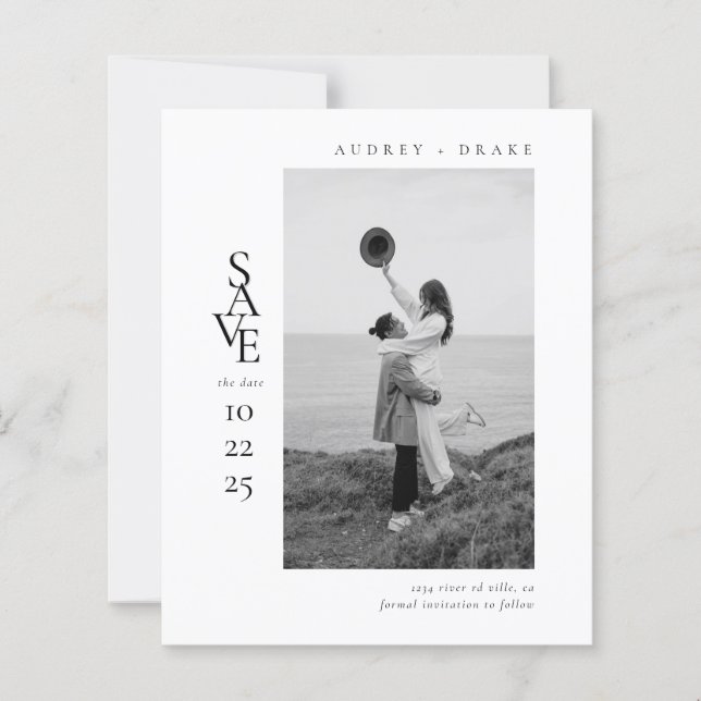 Lámina BUDGET Modern Clean Black and White Photo Wedding (Anverso)