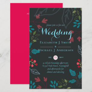 Lámina BUDGET Modern Garden Leaves Wedding Invitation