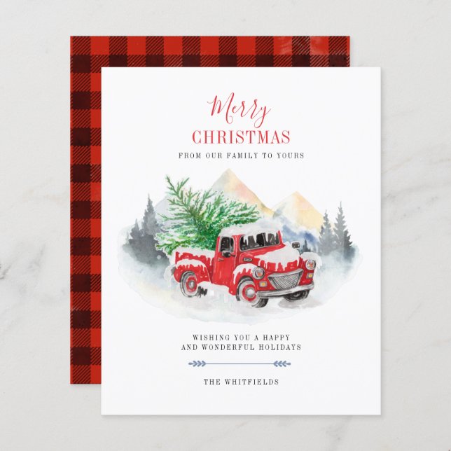 Lámina Budget Modern Merry Christmas Red Truck Buffalo (Anverso / Reverso)