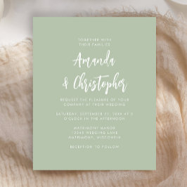 Lámina Budget Modern Script Sage Green Wedding Invitation