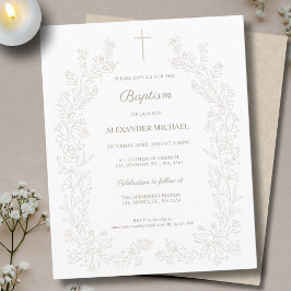 Lámina Budget Modern Vintage Floral Christian Baptism 