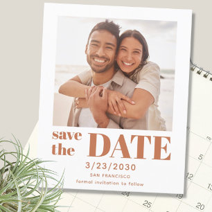 Lámina Budget Moderno Terracotta Photo Save the Date Card