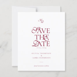 Lámina BUDGET Monogram Deep Burgundy Script Wedding