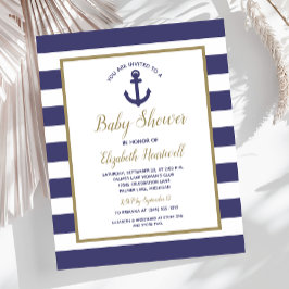 Lámina Budget Nautical Navy Blue Boys Baby Shower Invite