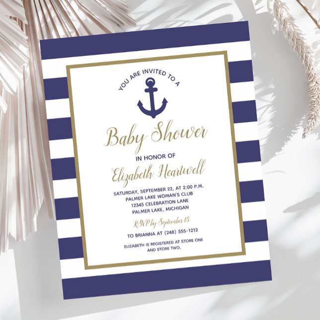 Lámina Budget Nautical Navy Blue Boys Baby Shower Invite (Subido por el creador)