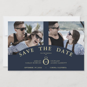 Lámina Budget Navy Elegant Pink 2 Photos Chic Wedding