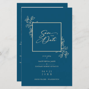 Lámina Budget Navy Trendy Branches Gold Effect Photo