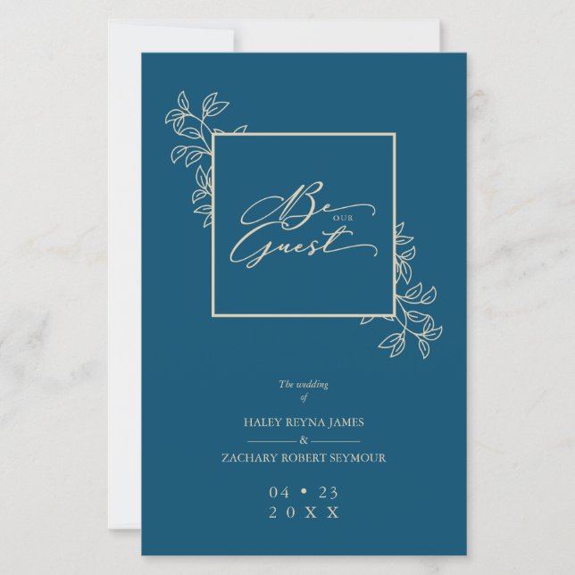 Lámina Budget Navy Trendy Modern Branches Gold Photo (Anverso)