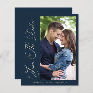 Lámina Budget Navy Wedding Photo Wimshical Script 