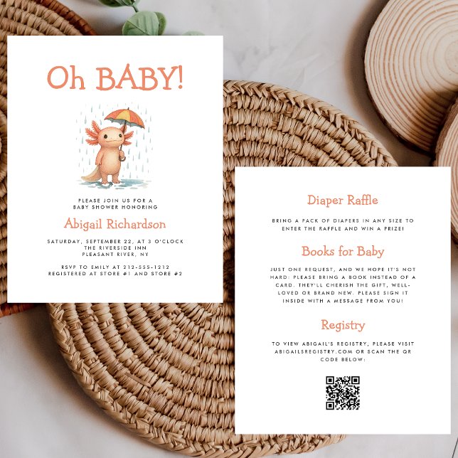 Lámina Budget Oh Baby Cute Axolotl QR Code Baby Shower (Subido por el creador)