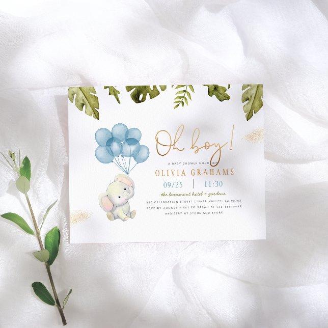 Lámina Budget Oh Boy Elephant & Balloons Baby Shower (Subido por el creador)
