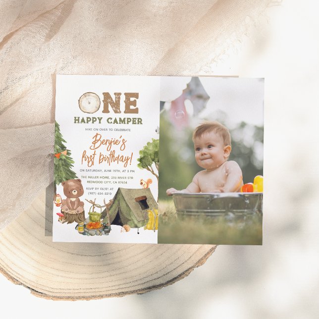 Lámina Budget One Happy Camper Photo Boy 1er cumpleaños (Subido por el creador)