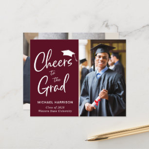 Lámina Budget Photo Burgundy Red Graduation Announcement
