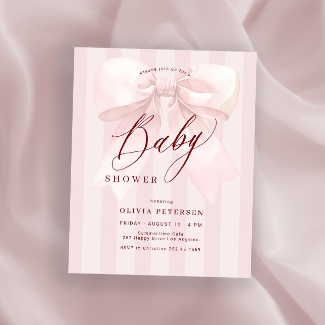 Lámina Budget pink bow girl baby shower invitation (Subido por el creador)