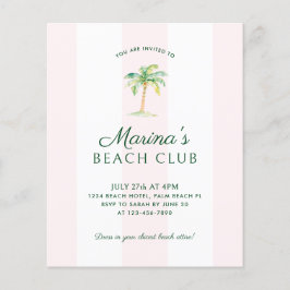 Lámina BUDGET Pink Cabana Stripe Beach Club Cumpleaños