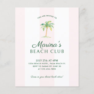 Lámina BUDGET Pink Cabana Stripe Beach Club Cumpleaños