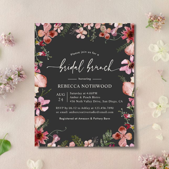 Lámina Budget Pink Magenta Grey Bridal Brunch Invitation (Subido por el creador)