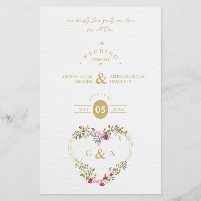 Lámina Budget Pink & Red Shades Heart Romantic Botanical (Anverso)