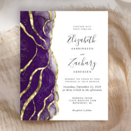 Lámina Budget Purple Gold Ink Wedding Invitation
