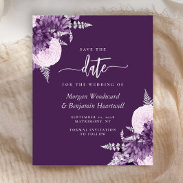Lámina Budget Purple Lilac Silver Floral Save the Date