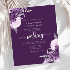 Lámina Budget Purple Lilac Silver Floral Wedding Invite